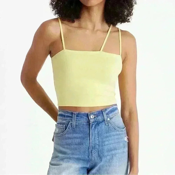 Express Body Contour Compression Square Neck Strappy Cropped Cami - Picture 2 of 5